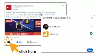 This is an image of a linkedin post and how to change who your comment is from