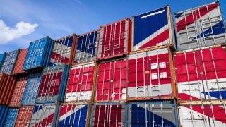 reshoring UK shipping containers union jack flag