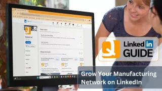 This is an image of two ladies using a computer to look through Linkedin and grow their manufacturing network - a guide on linkedin from Qimtek
