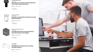 Qimtek Project Alert page showing live manufacturing projects while engineers review opportunities on screen