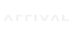 This is an image of the Arrival Logo in white - Arrival use qimtek when they source new bespoke components